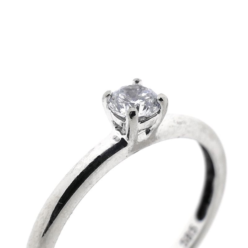 Image 2 of White gold solitaire ring with zirconia; Blush