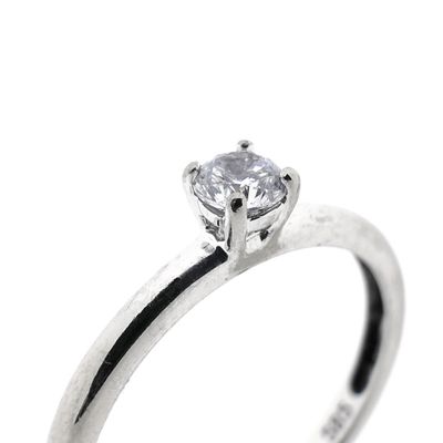 White gold solitaire ring with zirconia; Blush Image 2 of White gold solitaire ring with zirconia; Blush