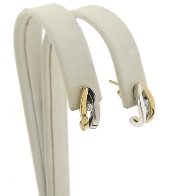 Image 1 of Bicolor gold stud earrings with zirconia