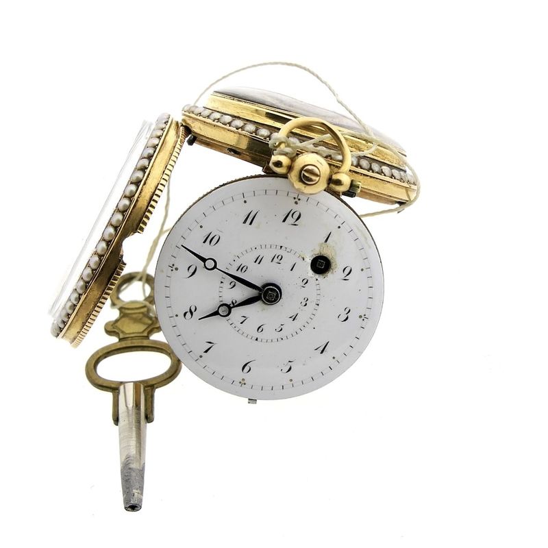 Image 6 of Antique 14k gold pocket watch; Verge Fusee escapement