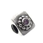 Image 1 of Pandora charm; Silver; Zirconia Flower Amethyst