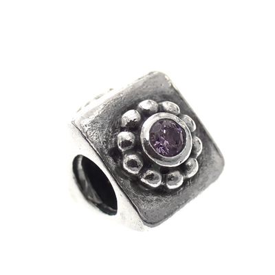 Pandora charm; Silver; Zirconia Flower Amethyst Image 1 of Pandora charm; Silver; Zirconia Flower Amethyst