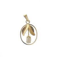 Gold tulip pendant with white opal
