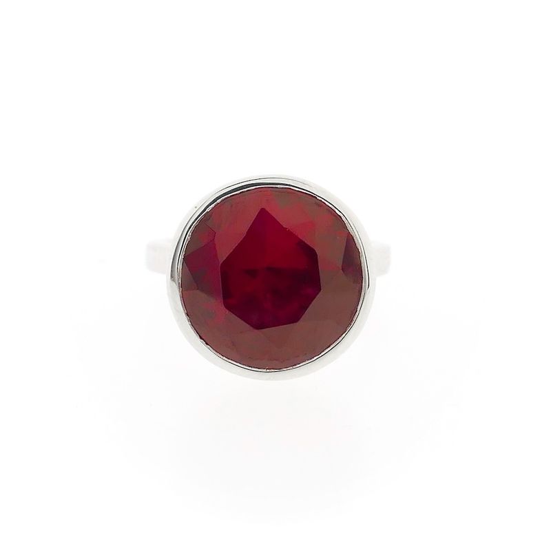 Image 3 of Silver ring with synthetic ruby.
