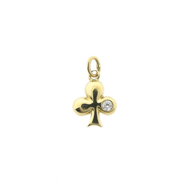 Image 1 of Golden Clover Leaf Pendant with Zirconia
