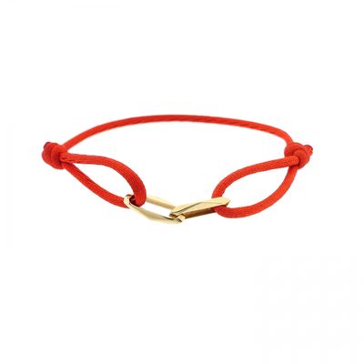 Image 1 of Forever Knots® Handmade Red Satin Bracelet with Gold Link