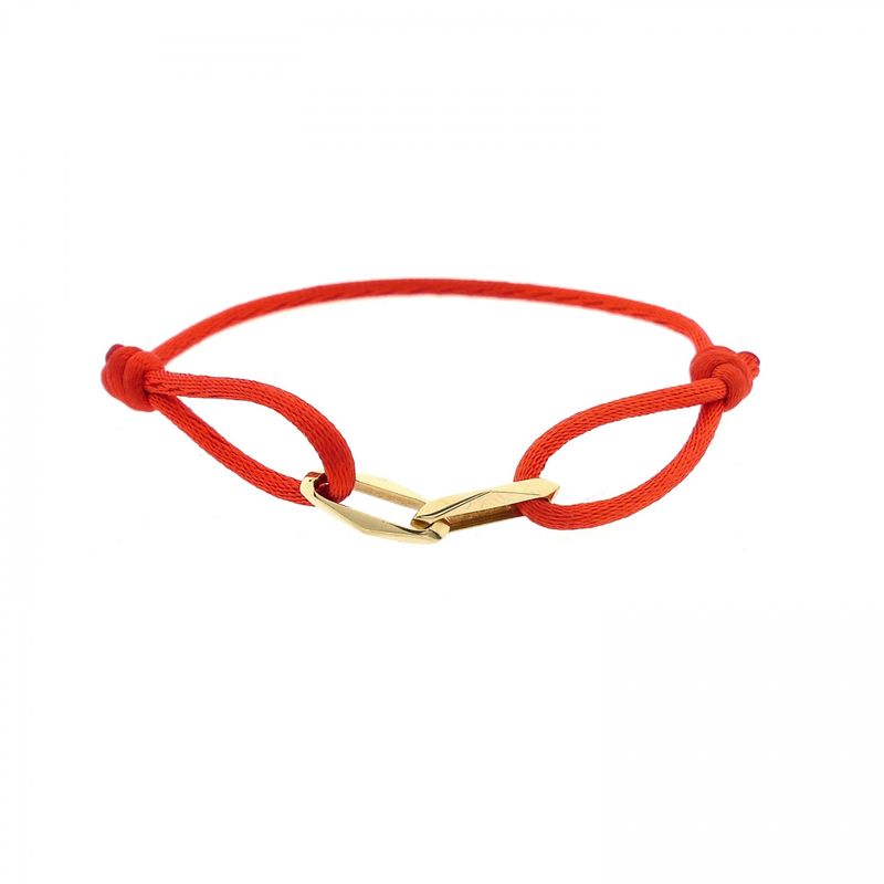Image 1 of Forever Knots® Handmade Red Satin Bracelet with Gold Link