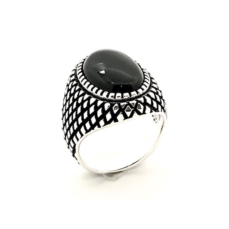 Image 1 of Silver signet ring with onyx