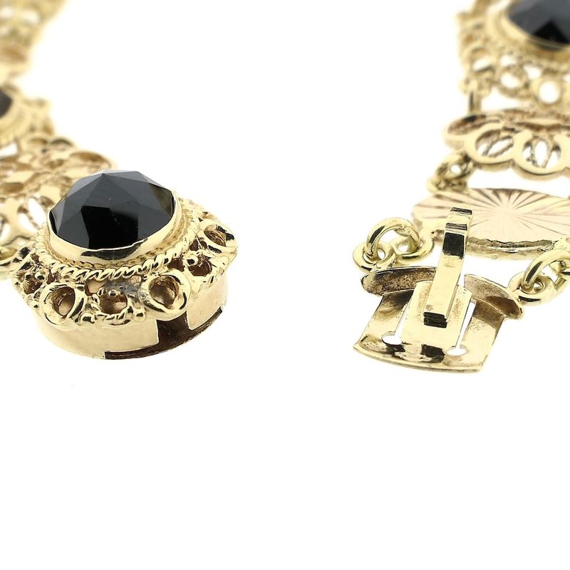 Image 3 of Antique gold boat bracelet with garnet