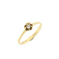 Gold solitaire ring with diamond; 0.02 ct.