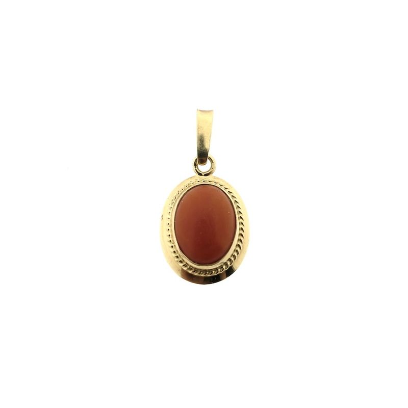 Image 1 of Antique gold pendant with blood coral