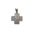 Image 1 of Two-tone pendant of an isosceles cross with zirconia