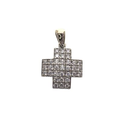 Image 1 of Two-tone pendant of an isosceles cross with zirconia