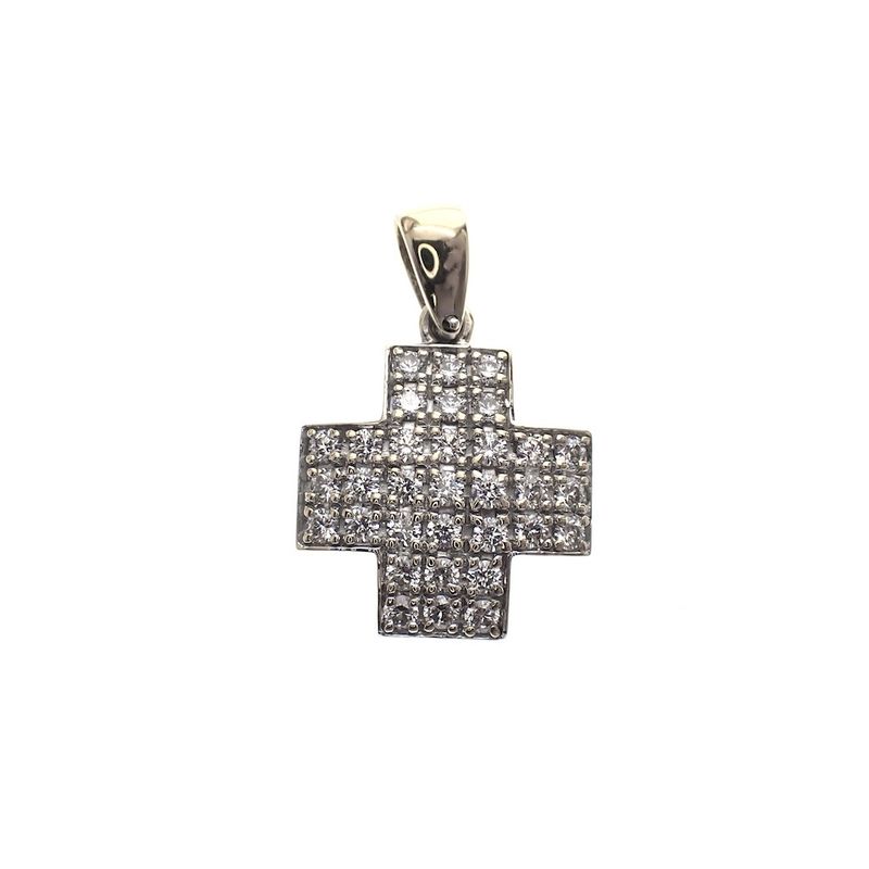 Image 1 of Two-tone pendant of an isosceles cross with zirconia