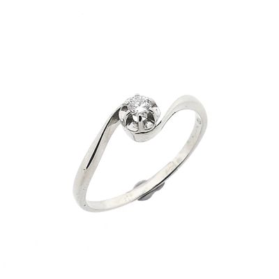 Image 1 of White Gold Solitaire Ring with Diamond | 0.10 ct.