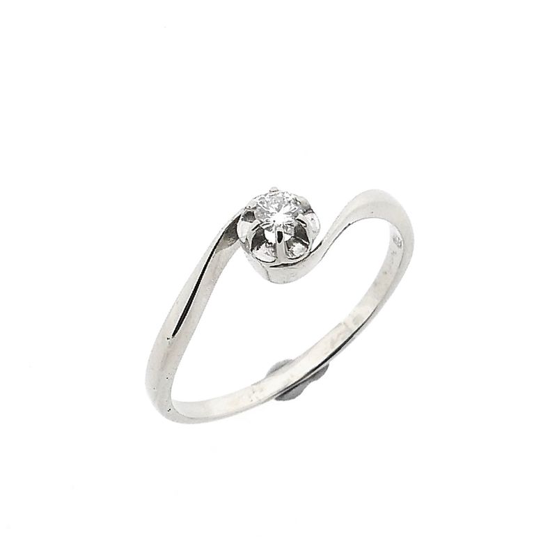 Image 1 of White Gold Solitaire Ring with Diamond | 0.10 ct.