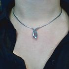 Image 2 of White gold cobra link necklace with fixed pendant | 40 cm