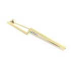 Image 4 of Two-tone gold long narrow brooch with diamonds; 0.15 ct.