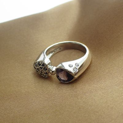 Silver ring with a cluster of gemstones Image 2 of Silver ring with a cluster of gemstones