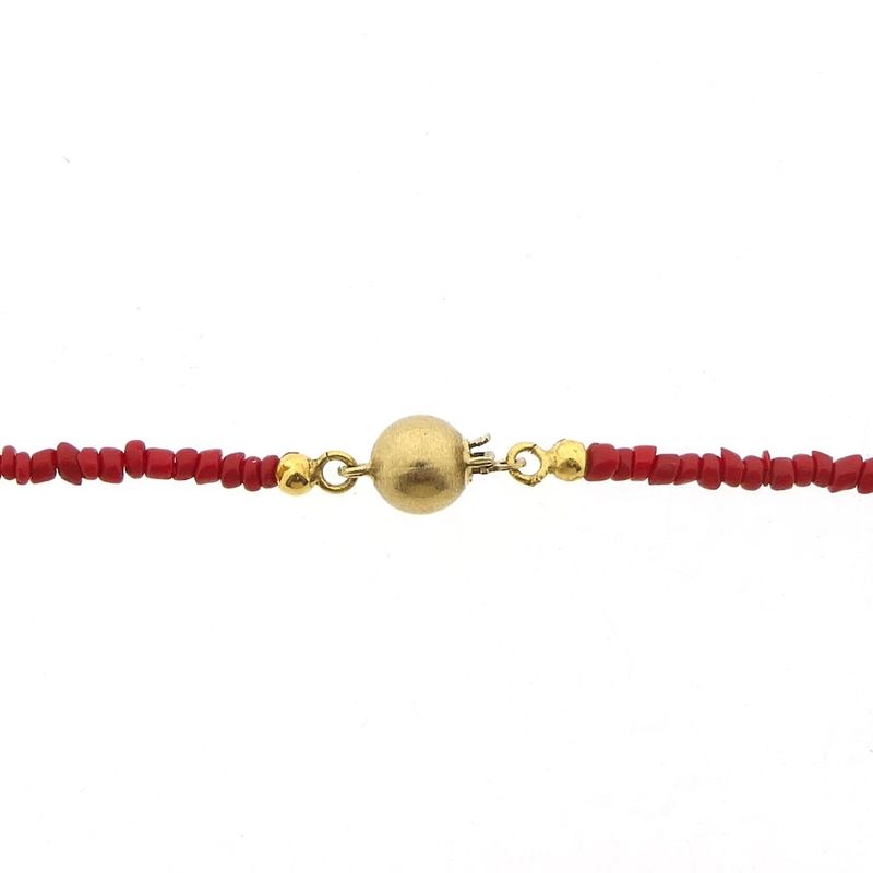 Image 6 of Vintage red coral beaded necklace with gold clasp | 93 cm