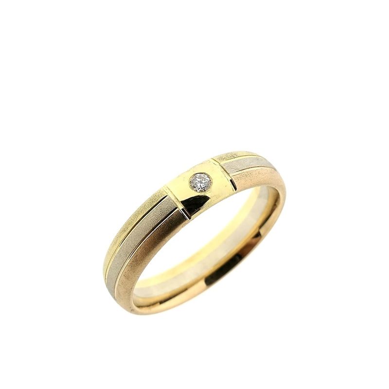 Image 1 of Tricolor gold matte ring with diamond; 0.03 ct.