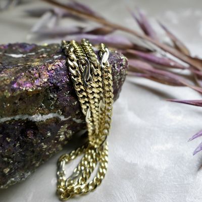 Image 2 of Two-tone gold gourmet link chain