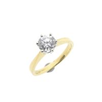 Gold solitaire ring with zirconia