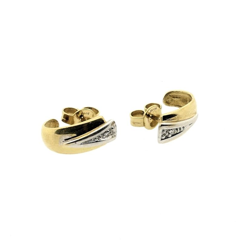 Image 4 of Gold stud earrings with diamond; 0.01 ct.
