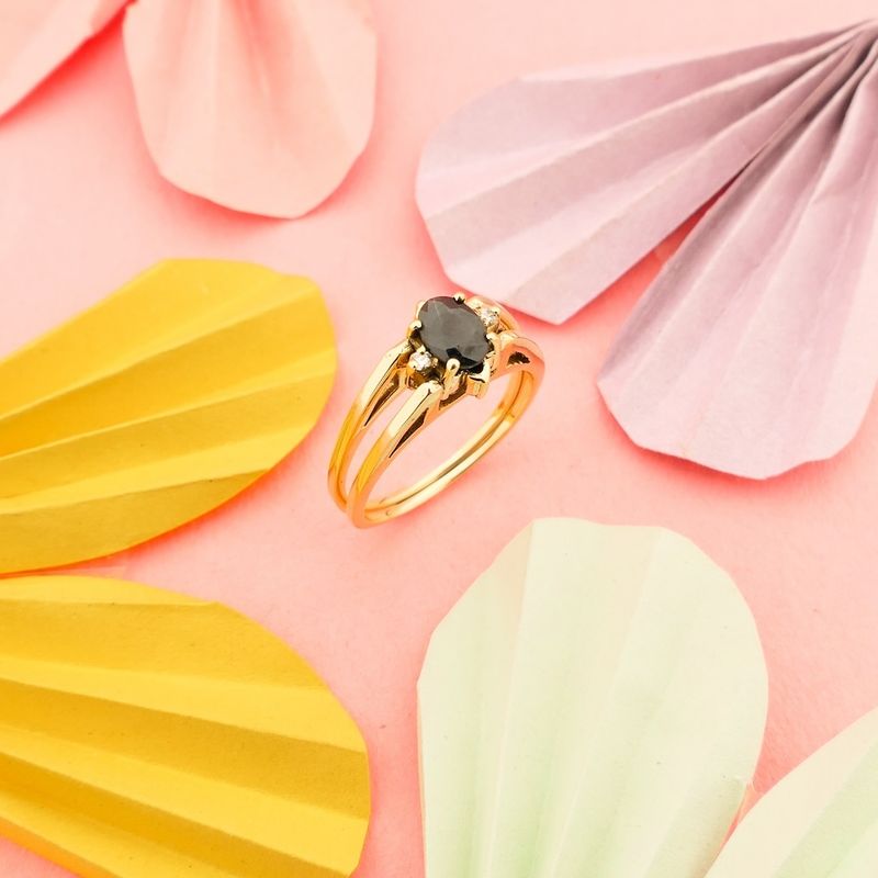 Image 2 of Gold reversible ring set with sapphire and diamond | 0.38 ct.