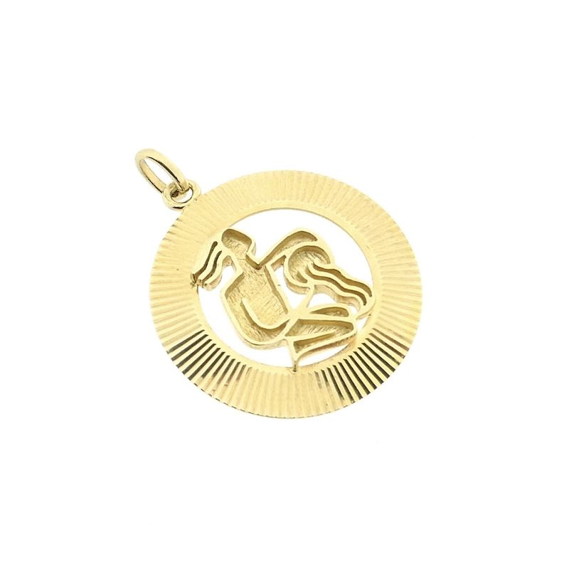 Image 7 of Fabiola gold zodiac sign pendant; Aquarius