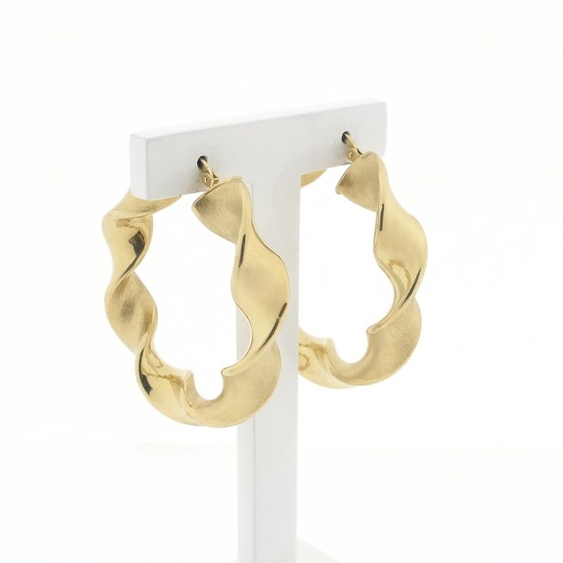 Image 3 of Gold spiral hoop earrings; Ø 45 mm