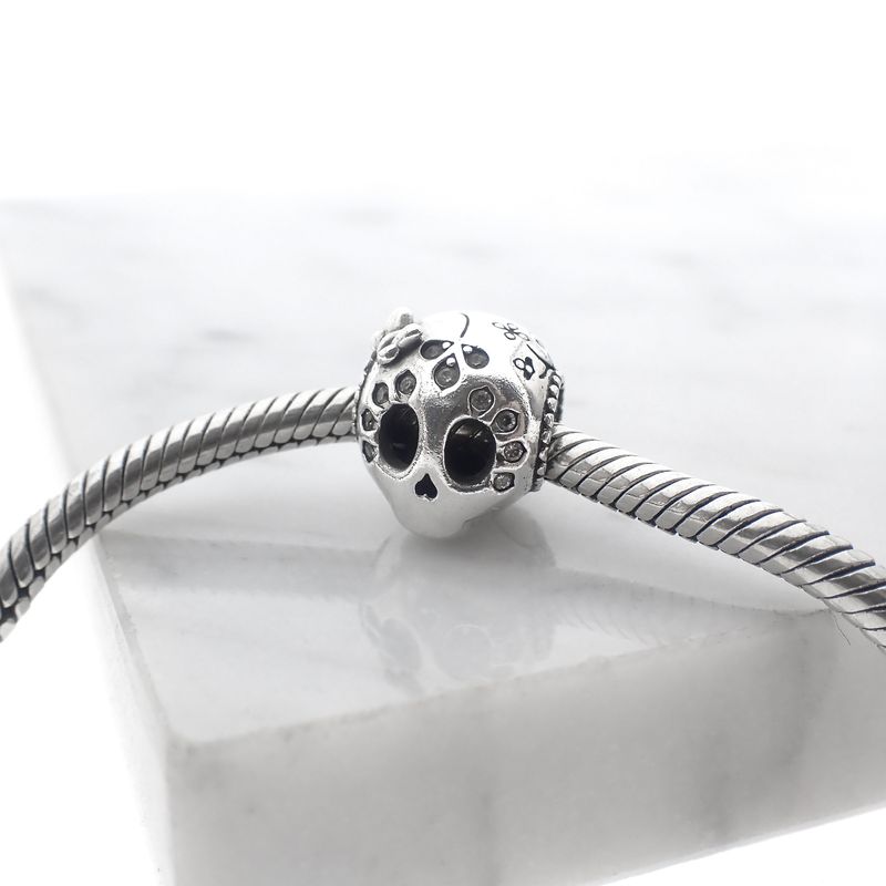 Image 2 of Pandora charm; Silver; Dia de los Muertos