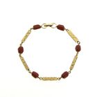 Image 3 of Vintage gold bracelet with red coral