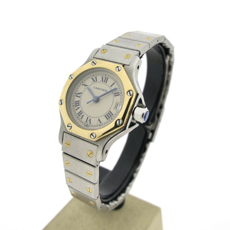 Image 10 of Cartier Santos Octagon 187903; Gold/steel ladies' watch