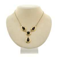 Antique gold necklace with garnet stones | 45 cm