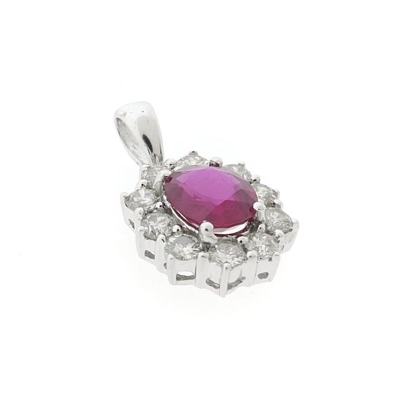 Image 2 of White gold pendant with pink spinel and diamond; 0.70 ct.