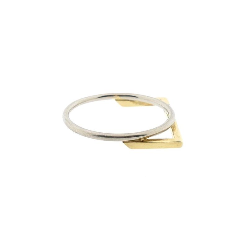 Image 5 of Two-tone gold abstract ring with diamond; 0.015 ct.