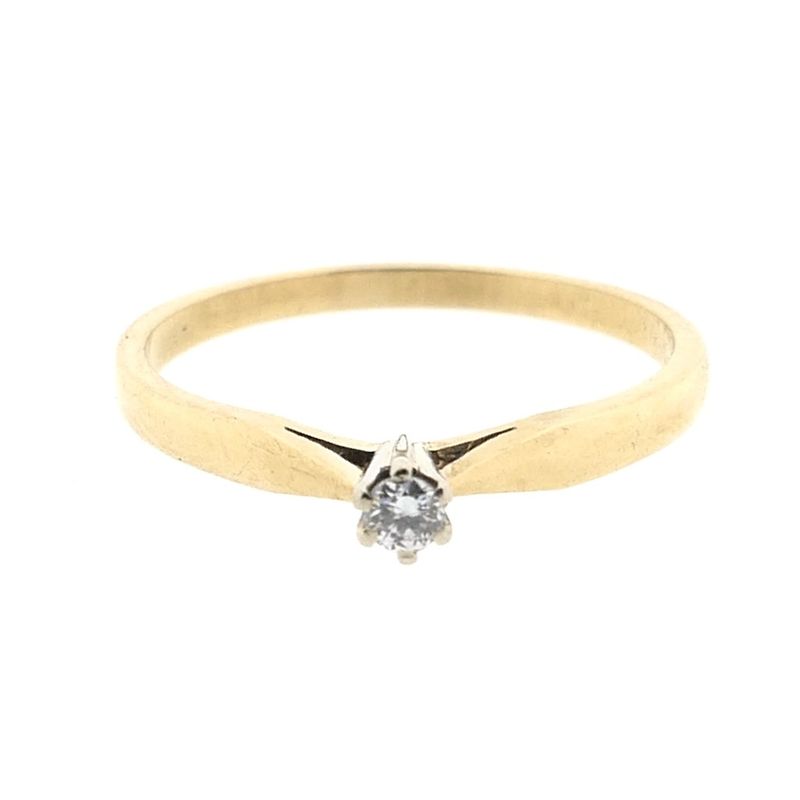 Image 5 of Gold solitaire ring with diamond; 0.05 ct.