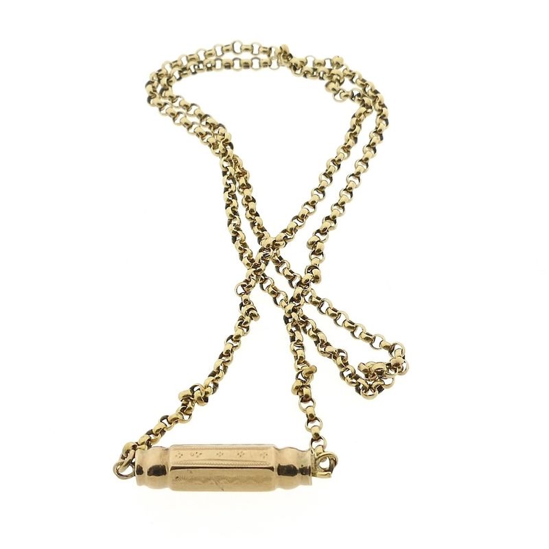 Image 7 of Gold jasseron link chain with decorative clasp | 44 cm