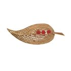 Image 1 of Vintage gold feather brooch with red coral | 18 carats