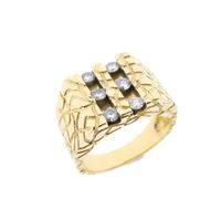 Gold men's nugget ring with 0.72 ct diamond.