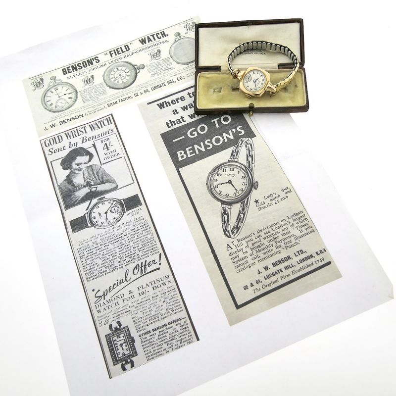 Image 4 of JW Benson 'Art Deco'; Antique 9k gold ladies' watch with Audemars movement