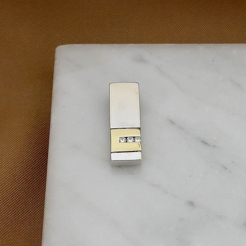 Image 7 of Two-tone gold pendant with diamond; 0.06 ct.