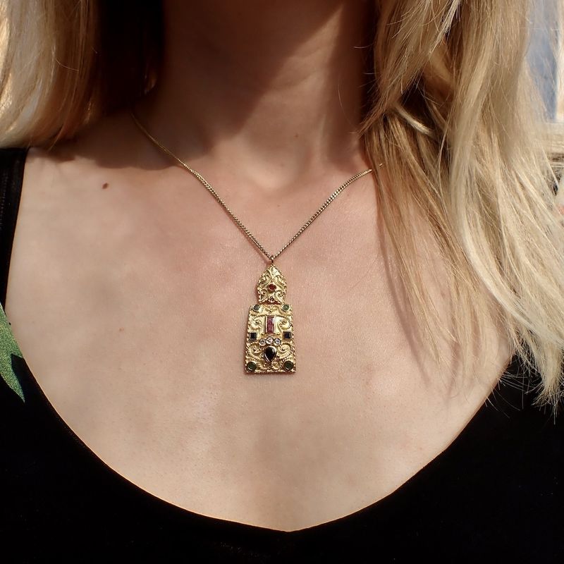 Image 5 of 18-karat gold oriental pendant | diamond, ruby, sapphire, and emerald