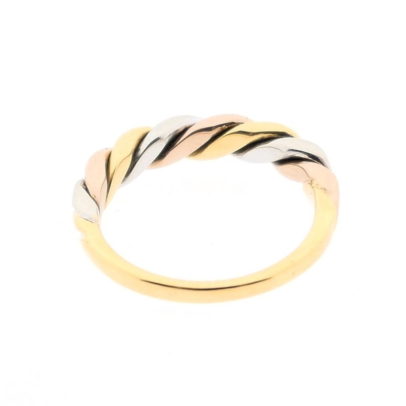 Image 4 of Tricolor gold ring with diamonds; 0.02 ct.