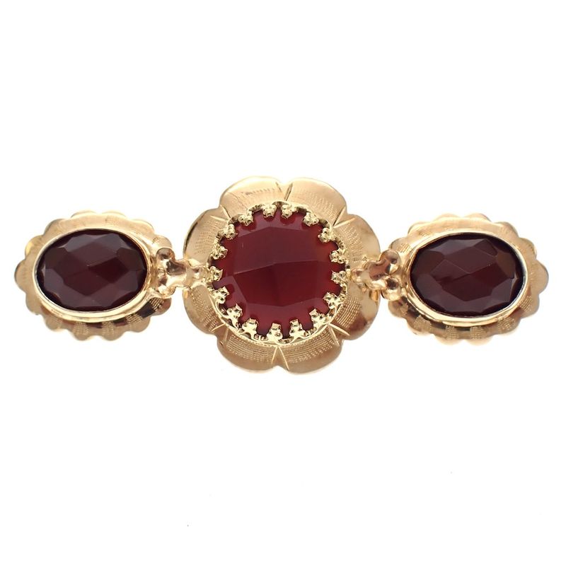 Image 1 of Vintage gold brooch with carnelian