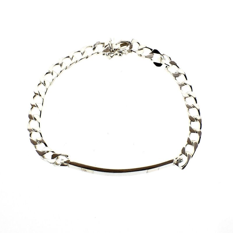 Image 8 of Silver gourmet link bracelet with two-tone plate | 21 cm