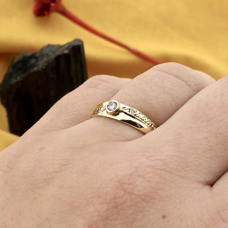 Image 4 of 14k Gold Zirconia Ring; Size 17