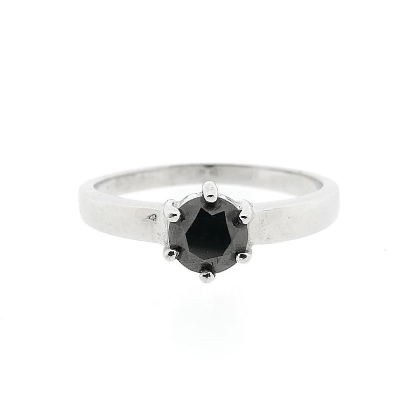 Image 3 of White gold solitaire ring with a black diamond | 0.75 ct. (price adjusted, incl. alteration costs)