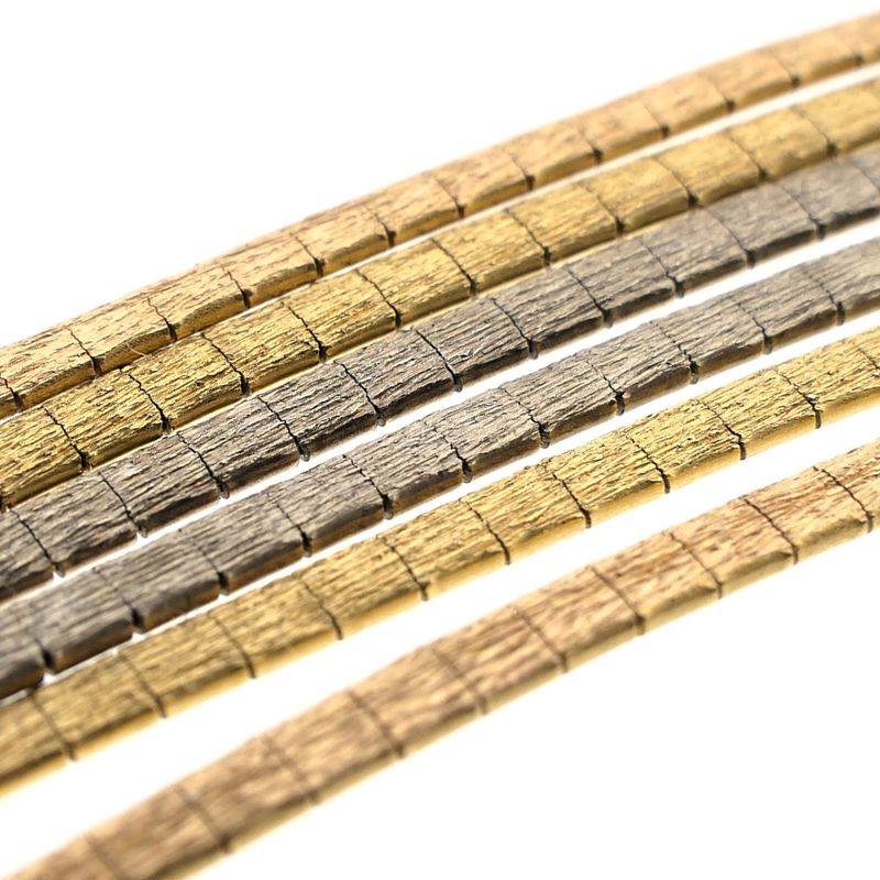 Image 3 of Tricolor Gold Omega Link Necklace